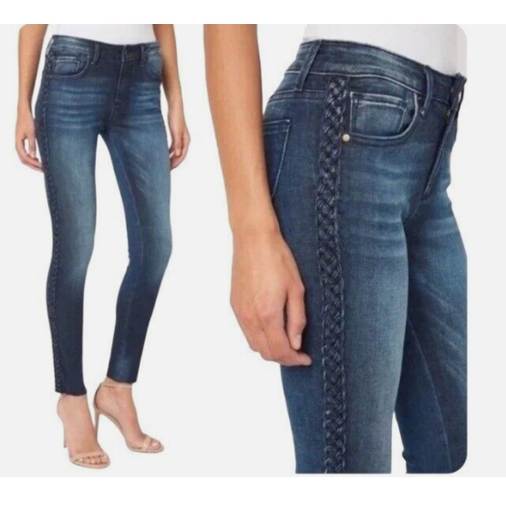 Driftwood - Jackie Sundance Jeans Braided Trim High Rise Skinny Raw Hem Sz‎ 26